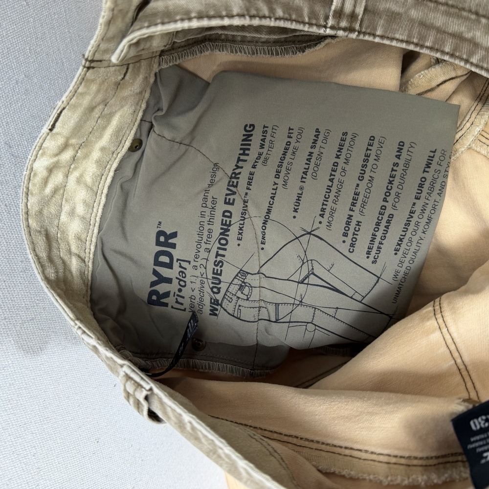 Kuhl Ryder Pants Mens 32x30 Beige Hiking Outdoor Stretch Workwear Distressed - Picture 14 of 16